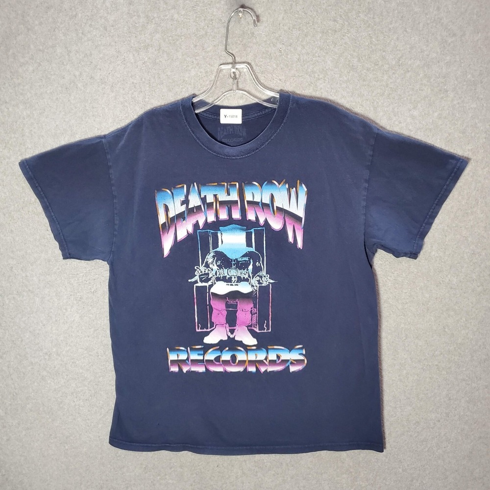 Death Row Records Men T-Shirt Large Blue Logo Hip Hop Graphic Short Sleeve READ